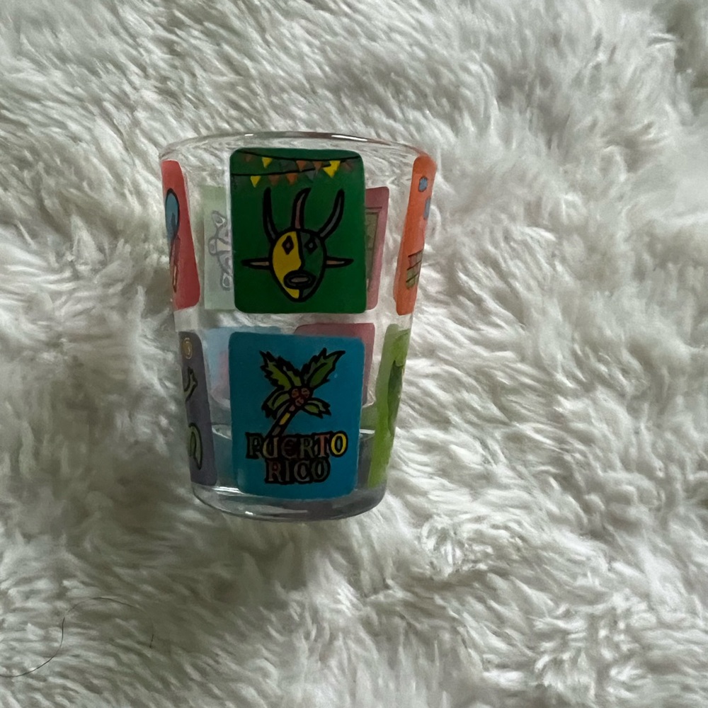 Puerto Rico Souvenir Shot Glass - Colorful Tropical Icons